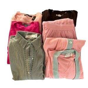 Cashmere cutter craft lot 5 sweaters 1 skirt holes FLAWS